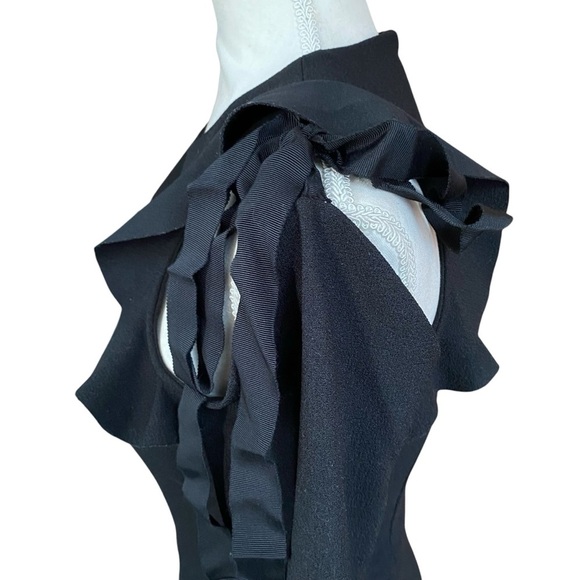 Rebecca Vallance Gigi Black Ruffle Cold Shoulder Midi Dress Size 2 - Picture 10 of 16
